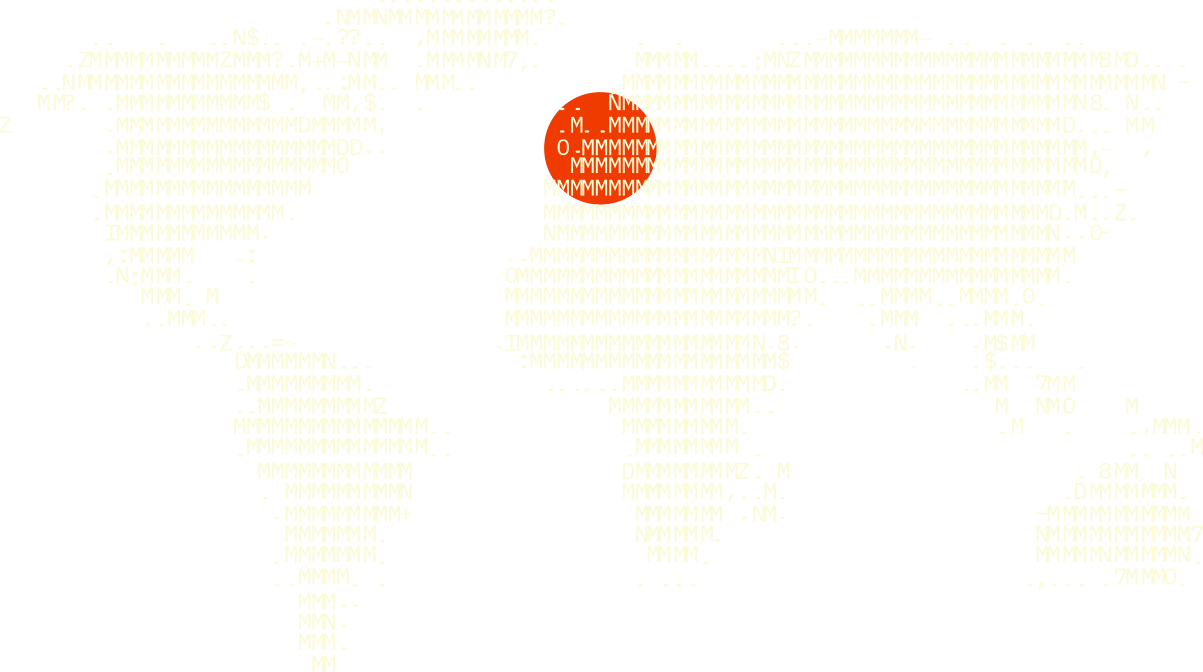 Map of earth in ascii
